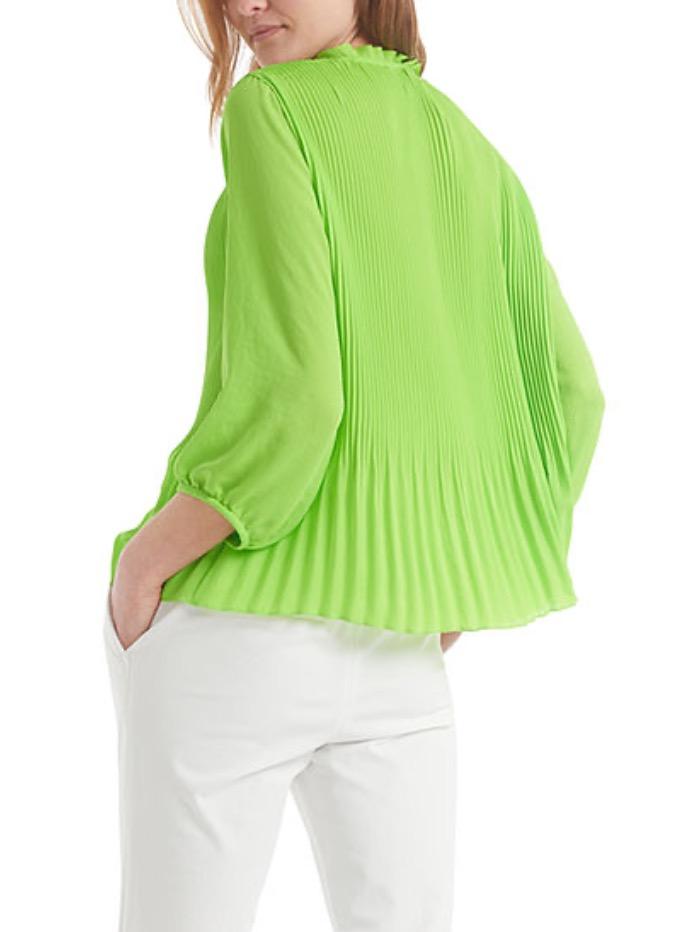 Marc Cain Additions Tops Marc Cain Additions Vibrant Green Pleated Blouse QA 51.08 W39 534 y izzi-of-baslow