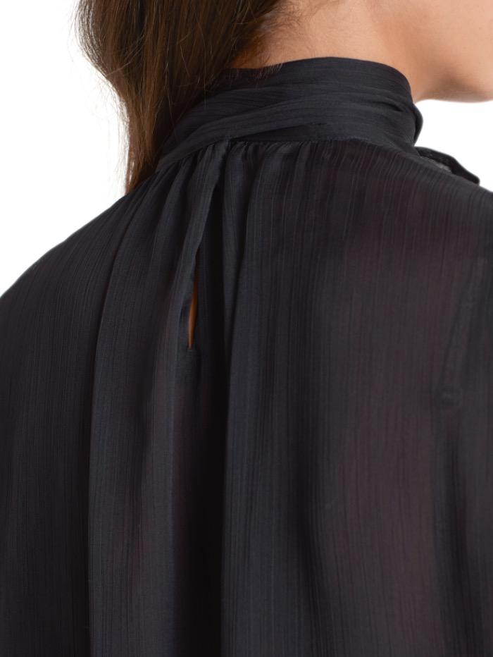 Marc Cain Collections Tops Marc Cain Collections Navy Chiffon Top with White Stripes QC 61.11 W24 395 izzi-of-baslow