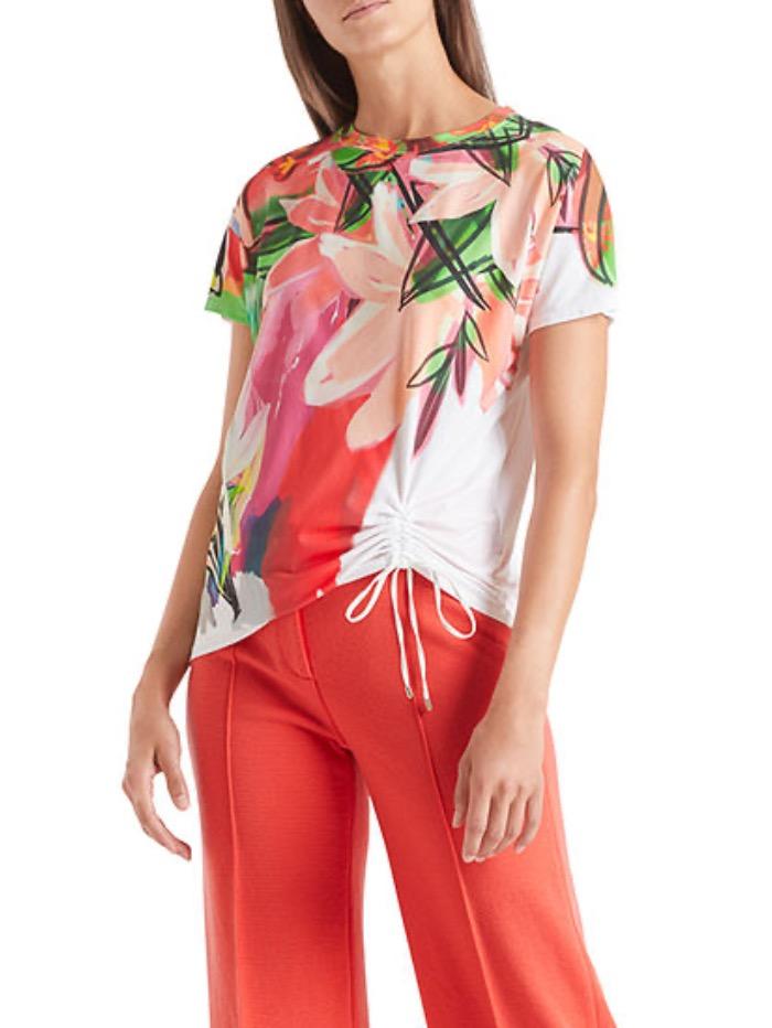 Marc Cain Collections Tops Marc Cain Collections Pretty Printed T Shirt with gathered side QC 48.12 J86 224 Y izzi-of-baslow