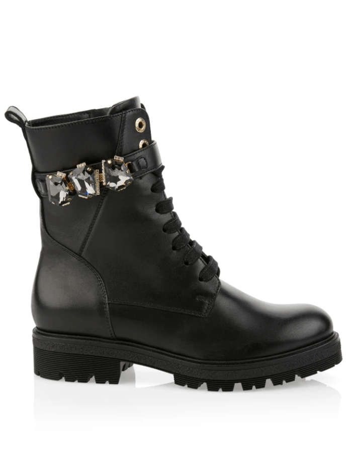 Jewelled biker top boots