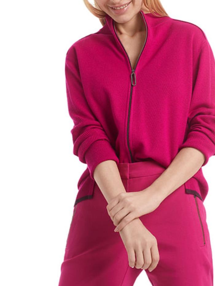 Marc Cain Sports Coats and Jackets Marc Cain Sports Zip up Magenta Knitted Jacket RS 31.05 M80 Col 261 izzi-of-baslow