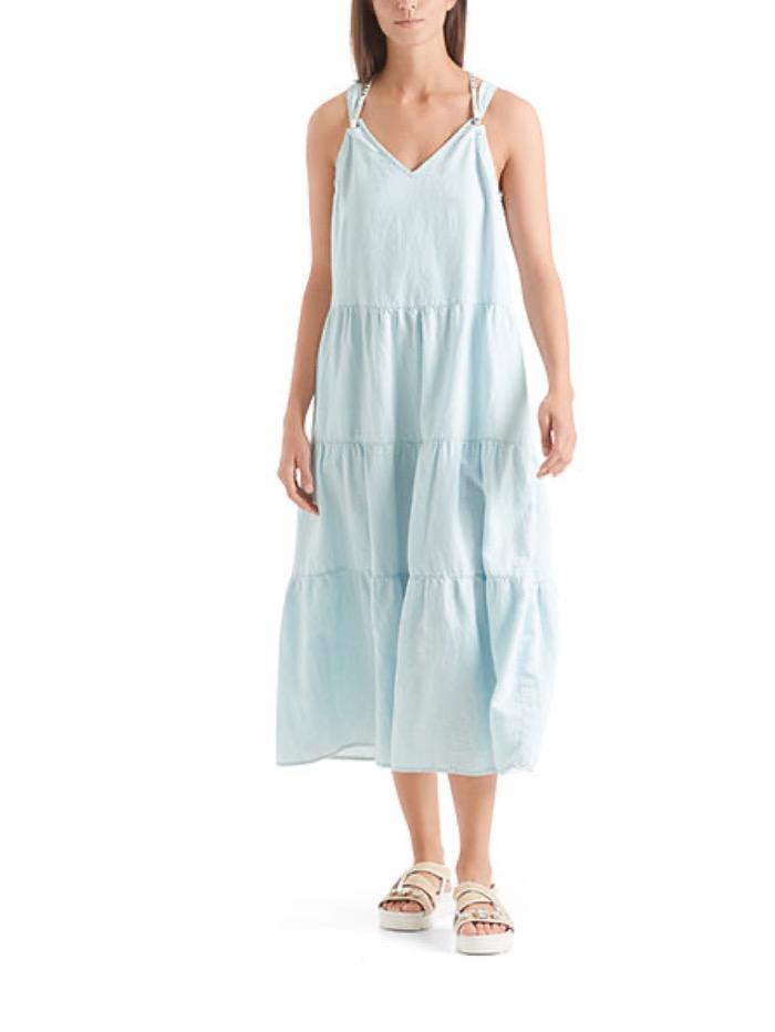 marc cain denim dress Denim mini dress with stand-up collar