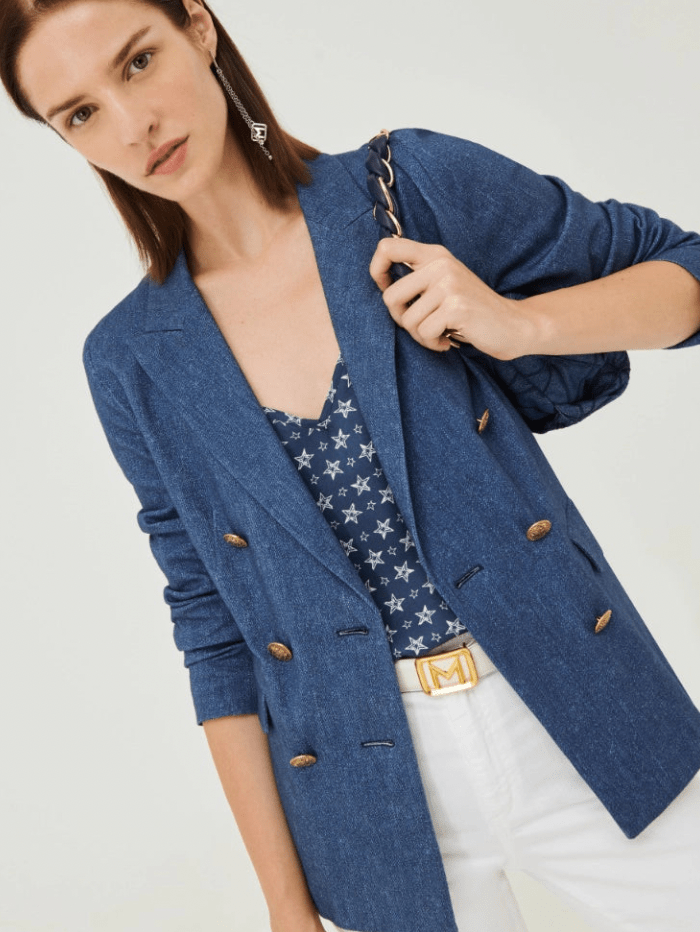 Marella Coats and Jackets Marella FUTURO Denim Look Blazer 23391104342 001 izzi-of-baslow