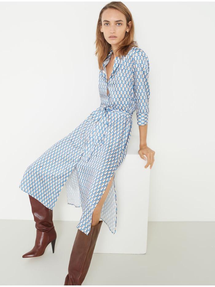 Marella Dress Marella Mendoza Blue Printed Shirt Dress 32263408 izzi-of-baslow