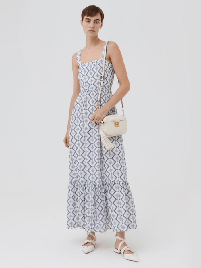 Marella Dresses Marella METELLO White & Blue Broderie Anglaise Maxi Dress 322107242 001 izzi-of-baslow