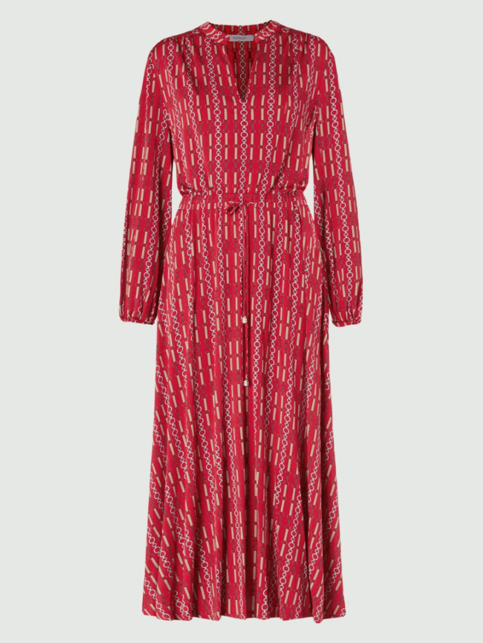 Marella Dresses Marella TRIONFO Red Patterned Maxi Dress 36210121 001 izzi-of-baslow