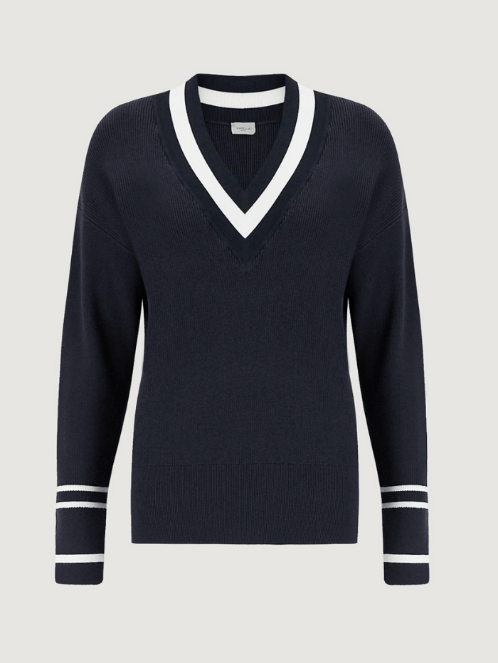 Marella Knitwear Marella NIGER Navy V-Neck Jumper 33611314 izzi-of-baslow
