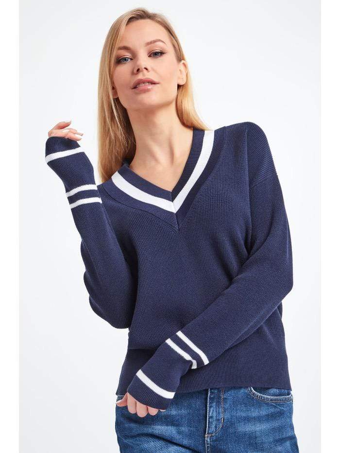 Marella Knitwear Marella NIGER Navy V-Neck Jumper 33611314 izzi-of-baslow
