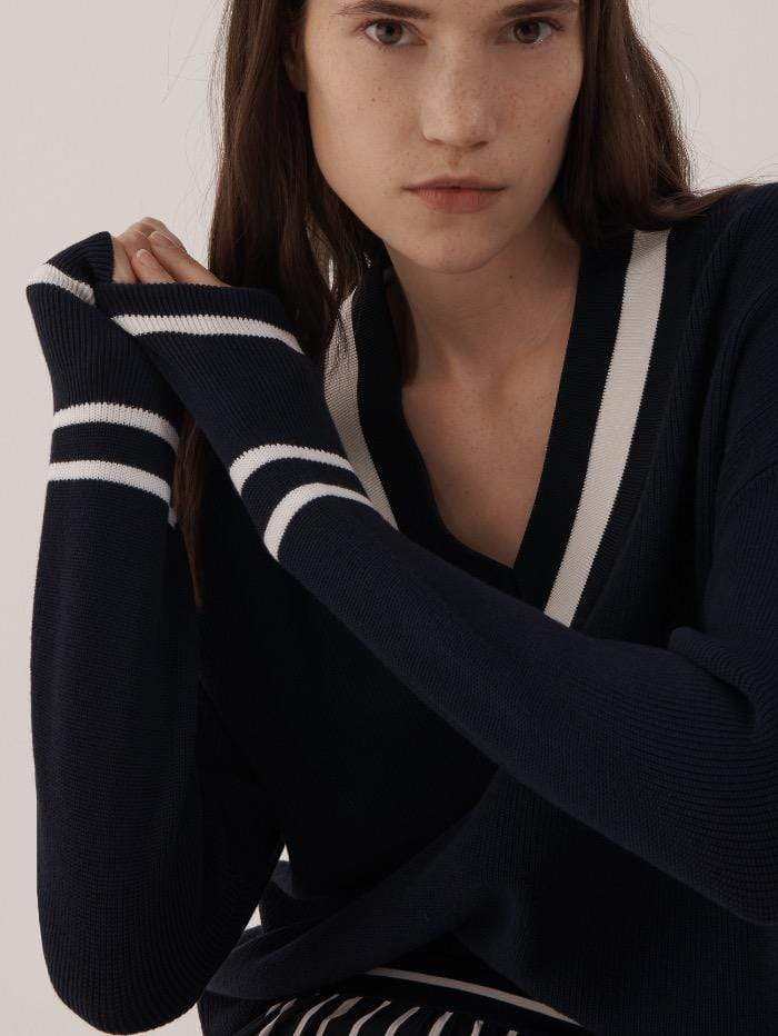 Marella Knitwear Marella NIGER Navy V-Neck Jumper 33611314 izzi-of-baslow