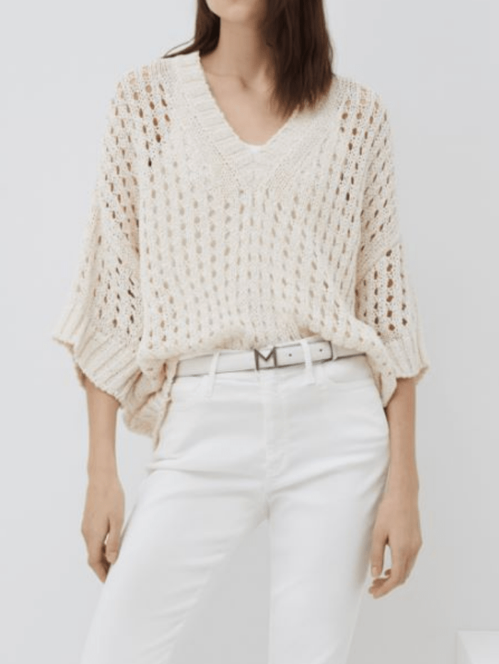 White sales mesh sweater