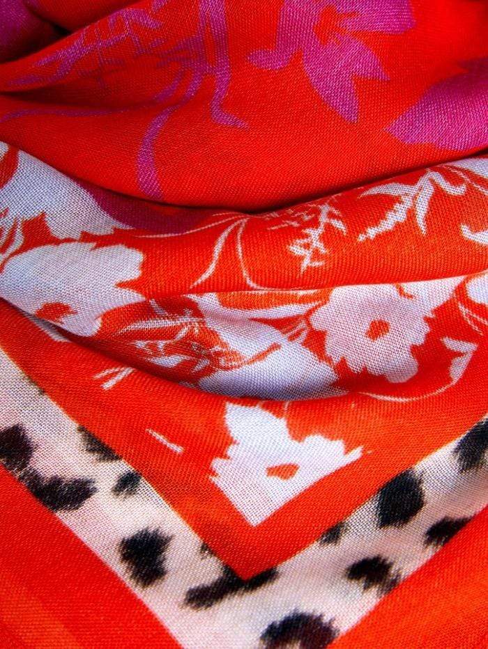 Oui Accessories One Size Oui Red Printed Scarf 73038 izzi-of-baslow