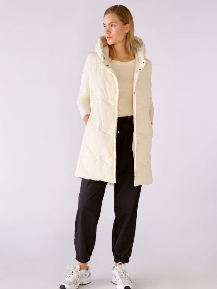 Oui Coats and Jackets Oui Pale Peachy Pink Puffer Gilet 76128 3042 izzi-of-baslow