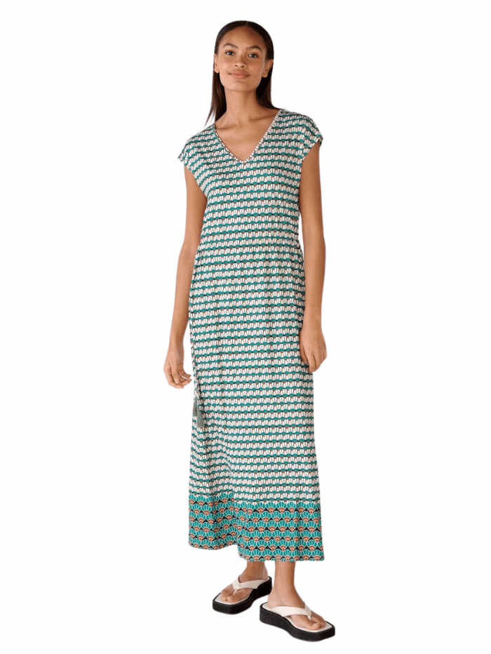 Oui Dresses Oui Green and Brown Maxi Dress 78639 638 izzi-of-baslow