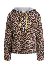 Oui Knitwear Oui Animal Print Contrast Hooded Jumper 73341 907 izzi-of-baslow