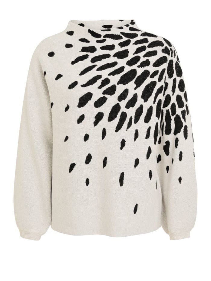 Oui Knitwear Oui Knitted Ecru and Black Jumper 75751 0109 izzi-of-baslow