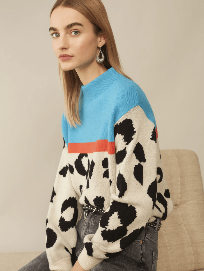 Oui Knitwear Oui Multi Pattern Jacquard Knitted Jumper 76947 0109 izzi-of-baslow