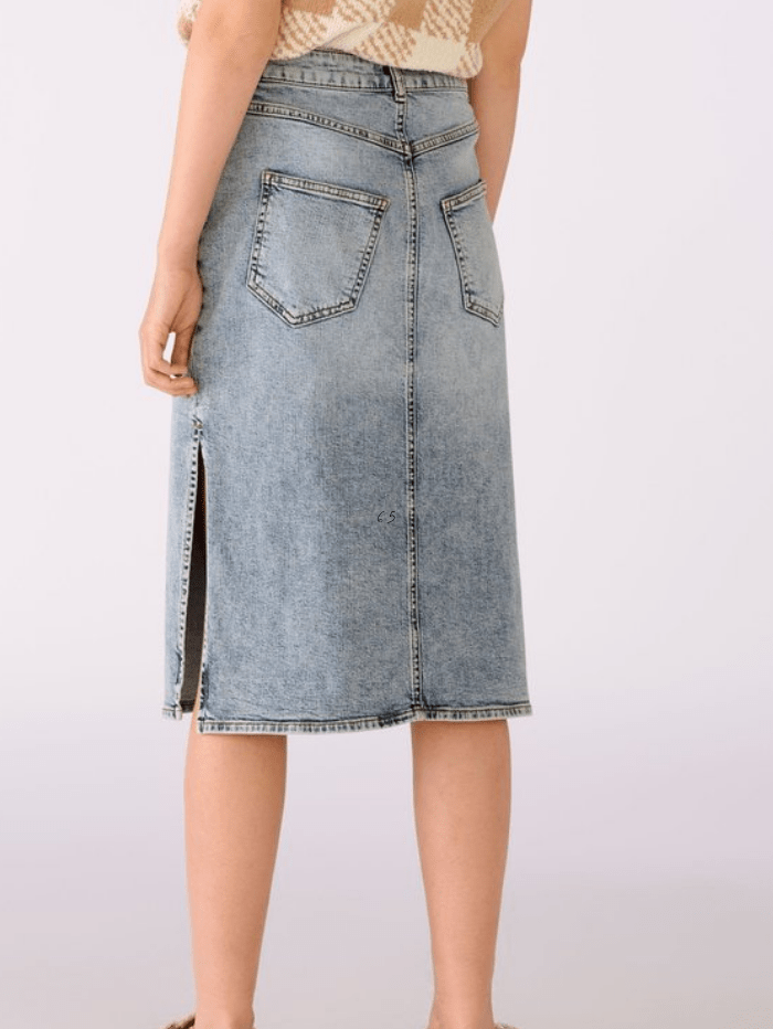 Oui Skirts Oui Blue Denim Midi Length Skirt 76135 5300 izzi-of-baslow