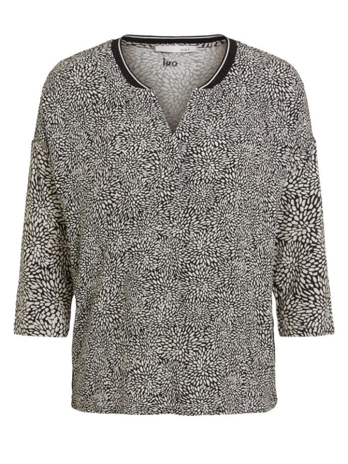 Oui Tops Oui Ecru and Black Printed Blouse 76731 0109 izzi-of-baslow