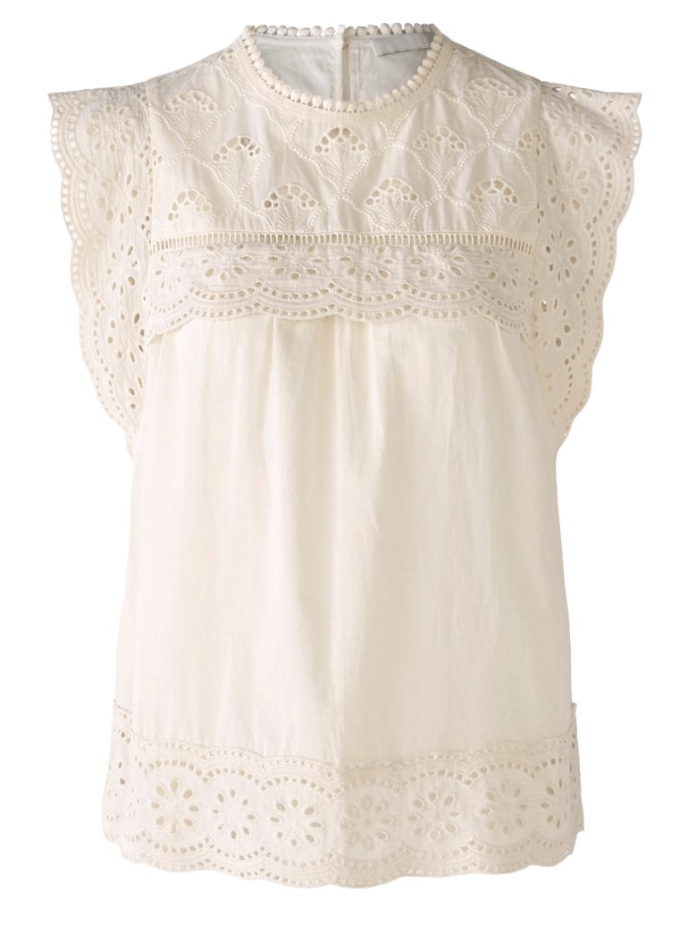 Oui Tops Oui Off White Broderie Anglaise Blouse 78595 1042 izzi-of-baslow