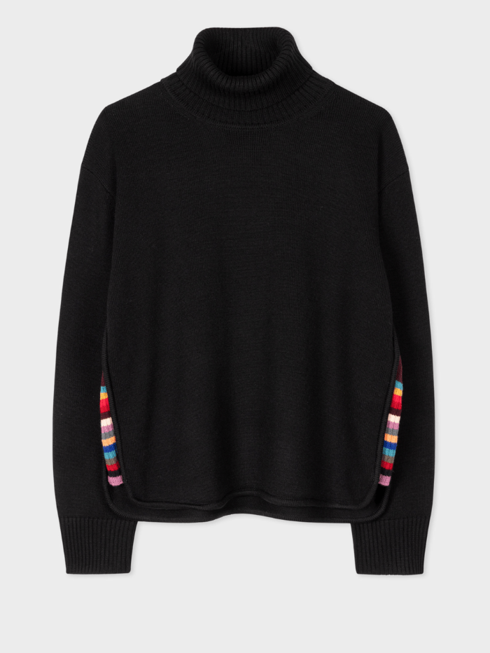 Paul Smith Knitwear Paul Smith Black Roll Neck Stripe Detail Jumper W2R-183N-J30970 79 izzi-of-baslow