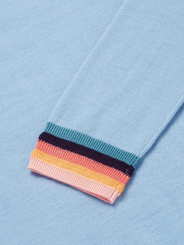 Paul Smith Knitwear Paul Smith Soft Blue Jumper With Striped Cuff Detail W1R-001N-G10643 41 izzi-of-baslow