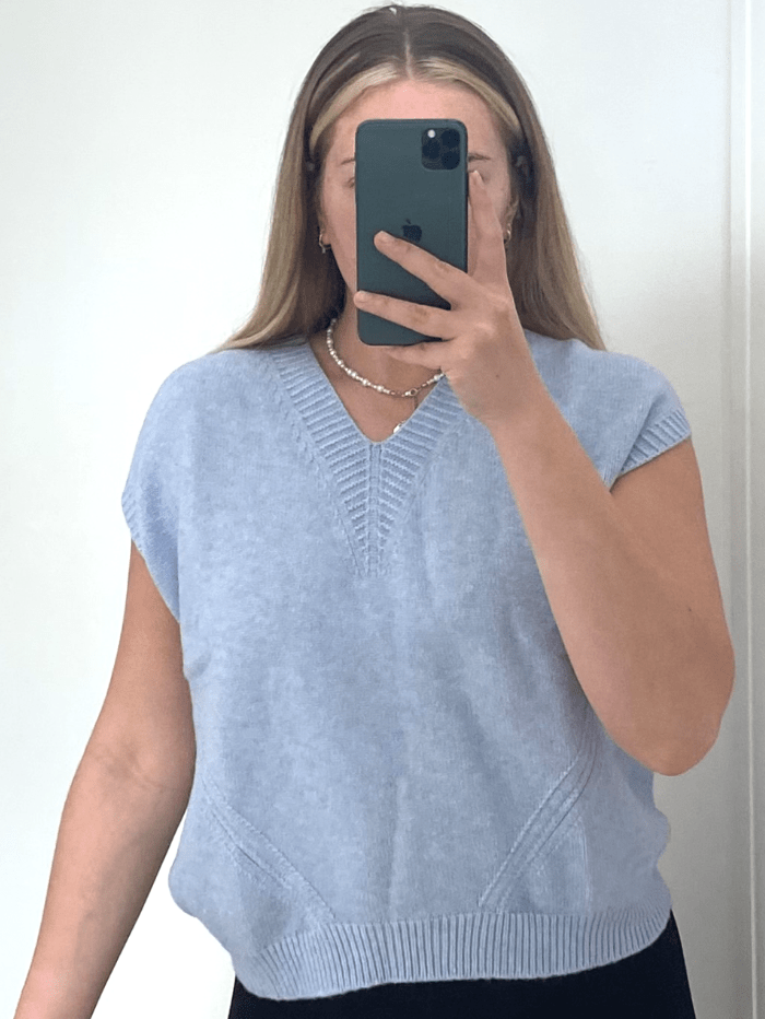 PIRO Knitwear PIRO Gilet Sleeveless Tank Top SKY Blue AV709 COL 130 izzi-of-baslow