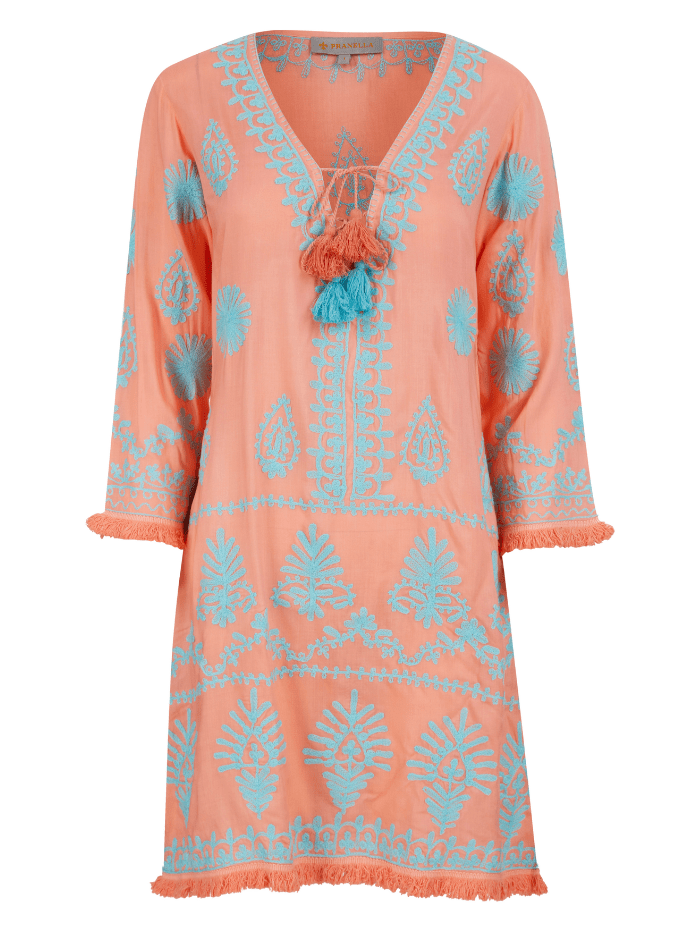Pranella T Aggie Peach and Aqua Summer Dress Beach Cover Up