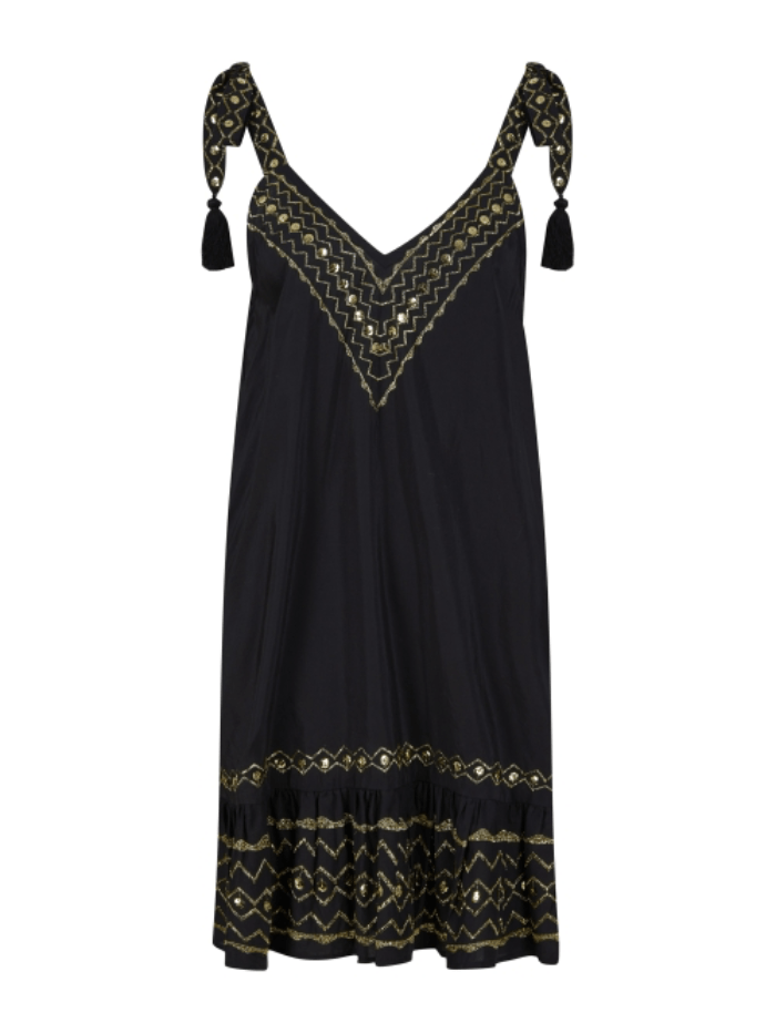 Pranella Beachwear Pranella Anna Black Gold Summer Dress izzi-of-baslow