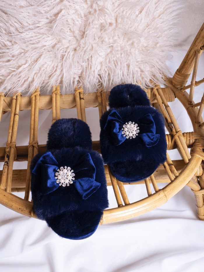 Pretty You London Loungewear Pretty You London Anya Navy Slippers izzi-of-baslow