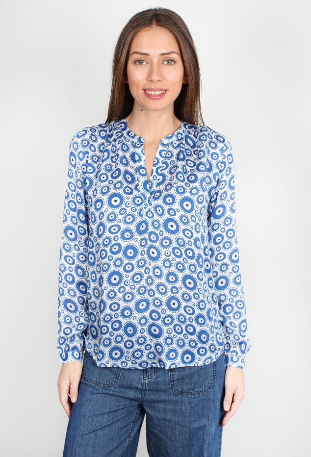Primrose Park London Tops Primrose Park London Sandy Open Shirt Blue and White Evil Eye izzi-of-baslow