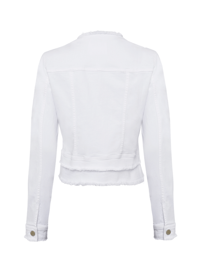 Riani Coats and Jackets Riani White Denim Jacket With Fringe Detail 401800-2811 izzi-of-baslow