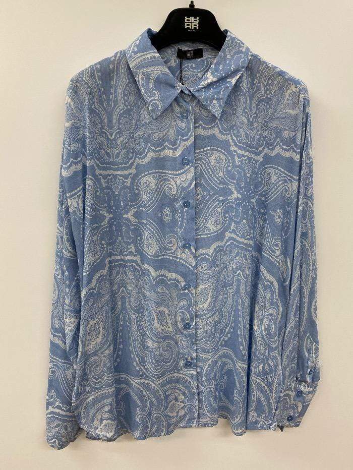 Riani Tops Riani Shirt Sky Blue and Cream Paisley 705330-3751 460 izzi-of-baslow