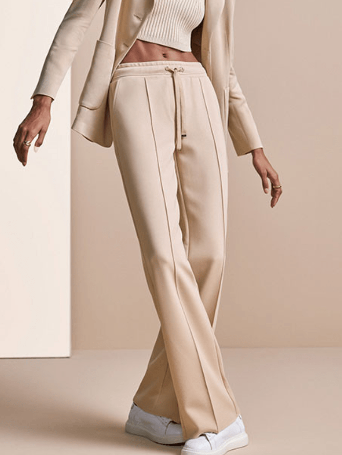 Riani Trousers Riani Beige Scuba Wide Leg Trousers 273460 8190 841 izzi-of-baslow