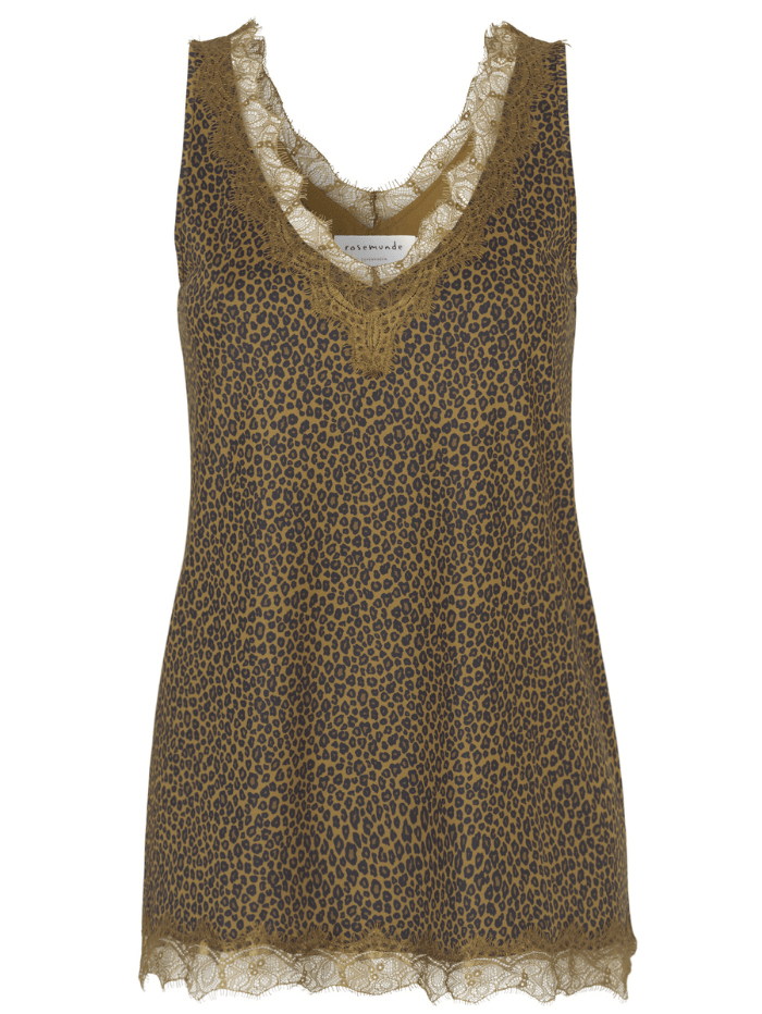 Rosemunde Tops Rosemunde Silk Lace Top Green Petit Leopard Print 4220 9537 izzi-of-baslow