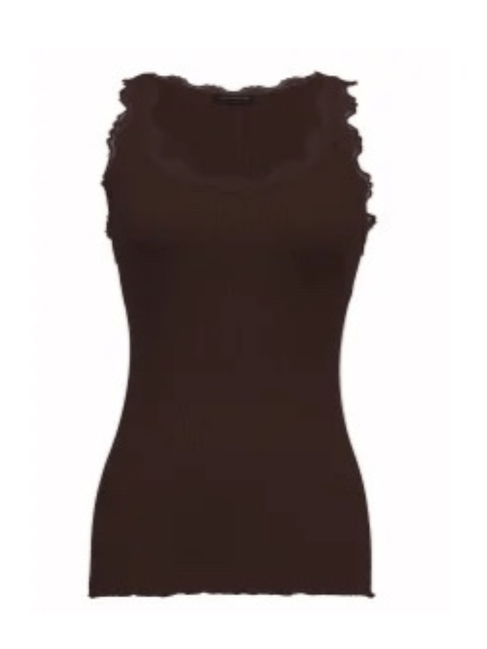 Rosemunde Tops Rosemunde Silk Lace Trimmed Long Top Coffee Bean 5315 837 izzi-of-baslow