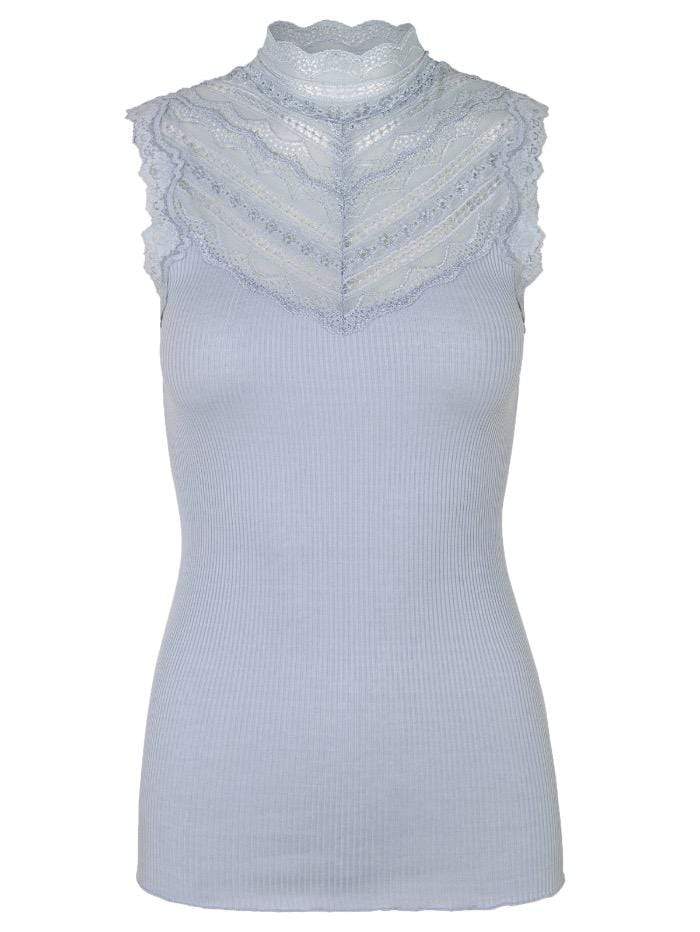 Rosemunde Tops Rosemunde Silk Lace Trimmed Top Heather Sky 4507-205 izzi-of-baslow