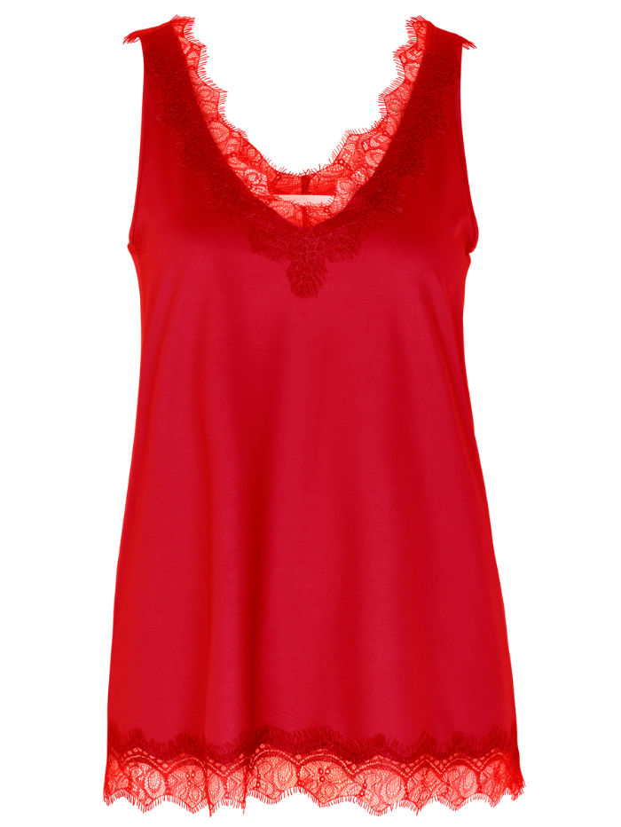 Rosemunde Tops Rosemunde Silky Lace Top Rose Red 4220 460 izzi-of-baslow