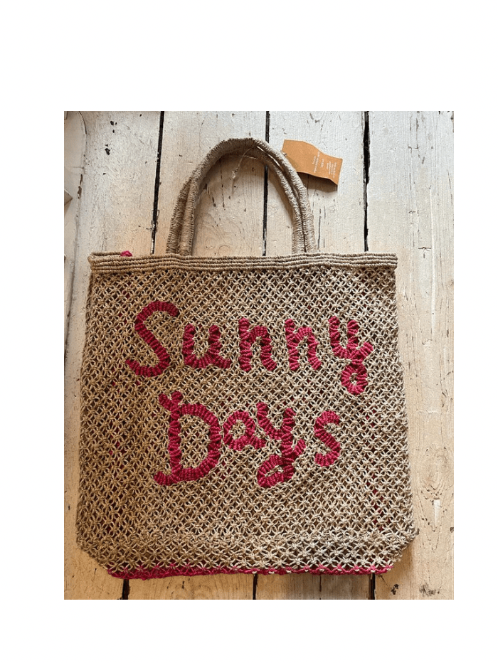 The Jacksons Accessories Large The Jacksons London SUNNY DAYS Jute Bag Natural & Hot Pink izzi-of-baslow