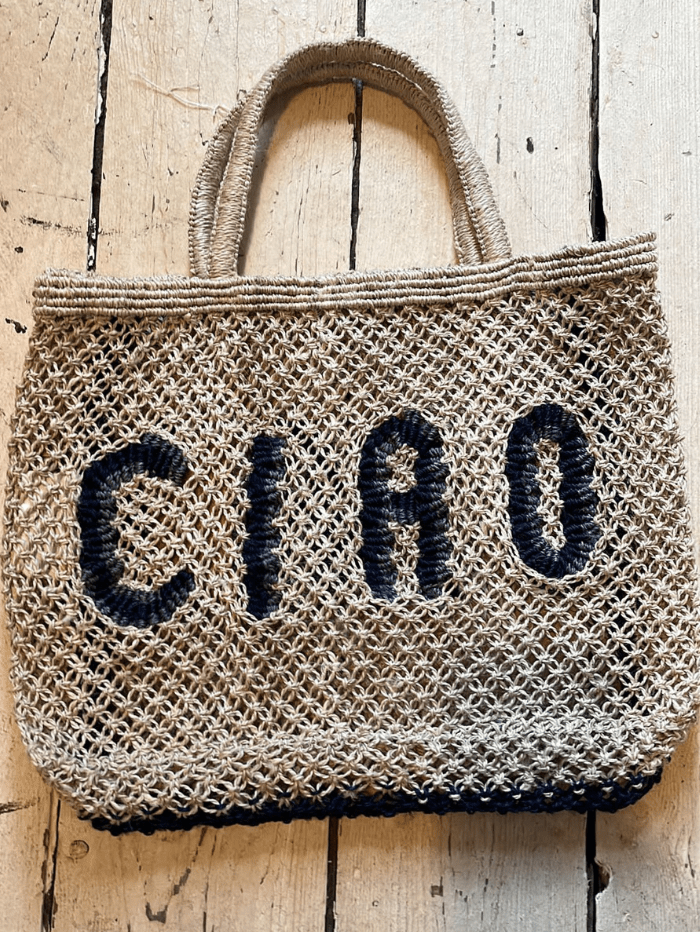 The Jacksons Accessories Small The Jacksons London CIAO Jute Bag Natural & Indigo izzi-of-baslow