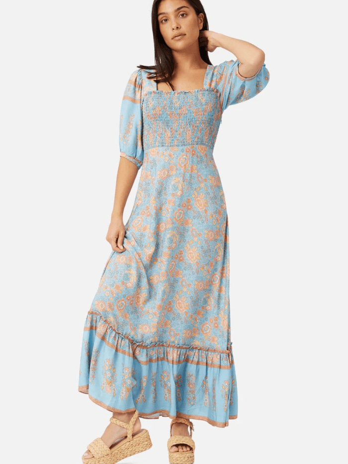 Traffic People Dresses Traffic People Talamanca Blue Floral Printed Dress CAD12172033 izzi-of-baslow