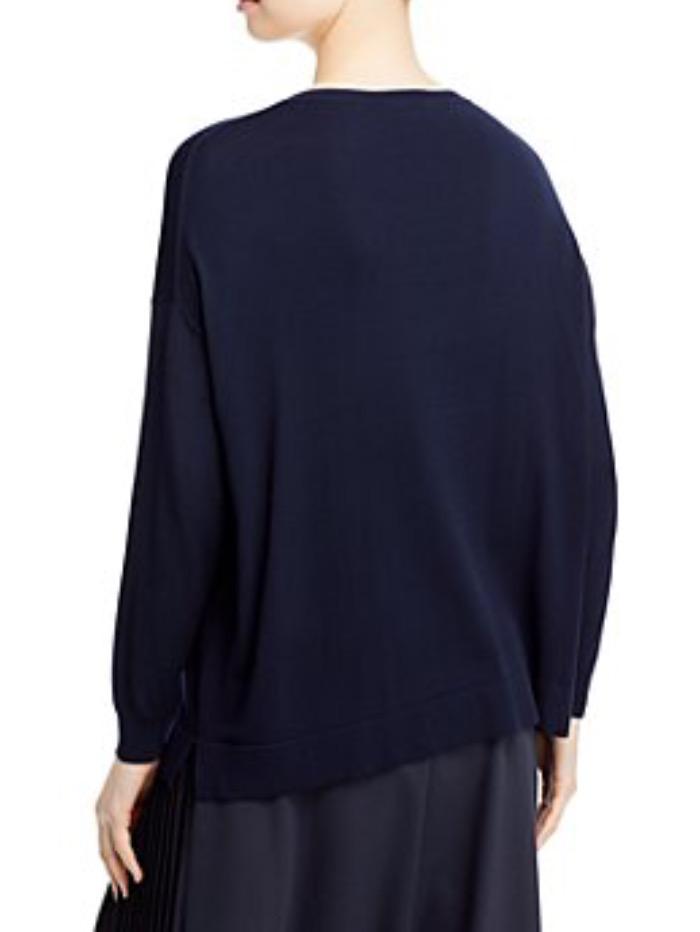 Weekend By Max Mara Knitwear Weekend Max Mara TONICO Navy V Necked Sweater 5366141 010 izzi-of-baslow