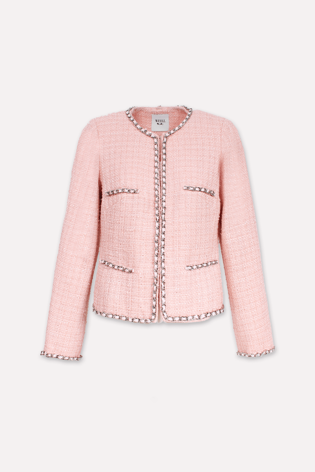 Weill Coats and Jackets Weill Mariata Jacket in Soft Pink Tweed and Chain Edge 131028 izzi-of-baslow