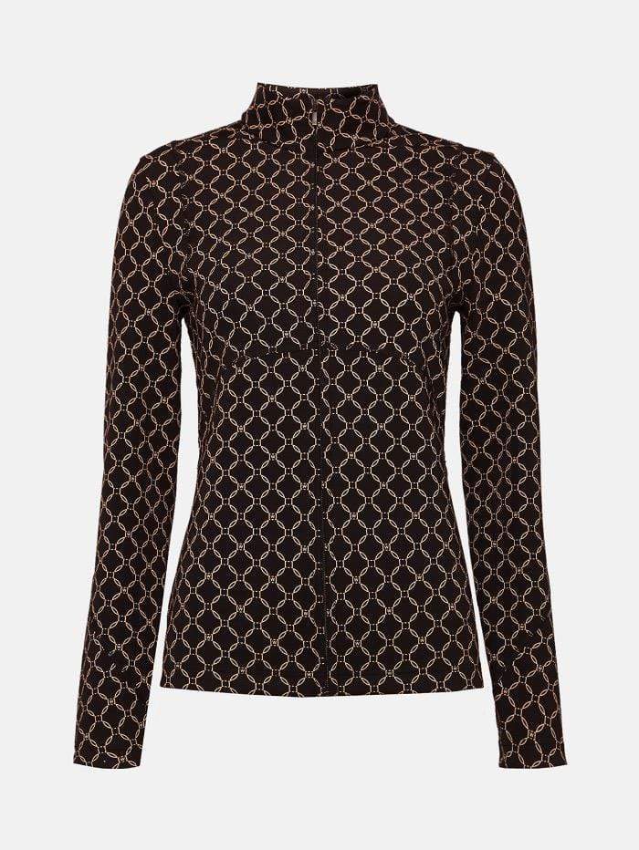 Wolford Ready To Wear By Wolford Wolford W Print Zip Jacket Black and Desert 52796 9606 izzi-of-baslow
