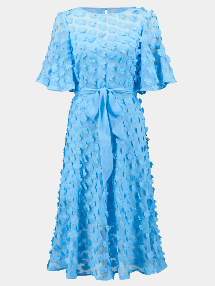 knee length dresses for ladies Joseph Ribkoff Women's Signature Embroidered Chiffon Fit And Flare Dre –  Izzi of Baslow