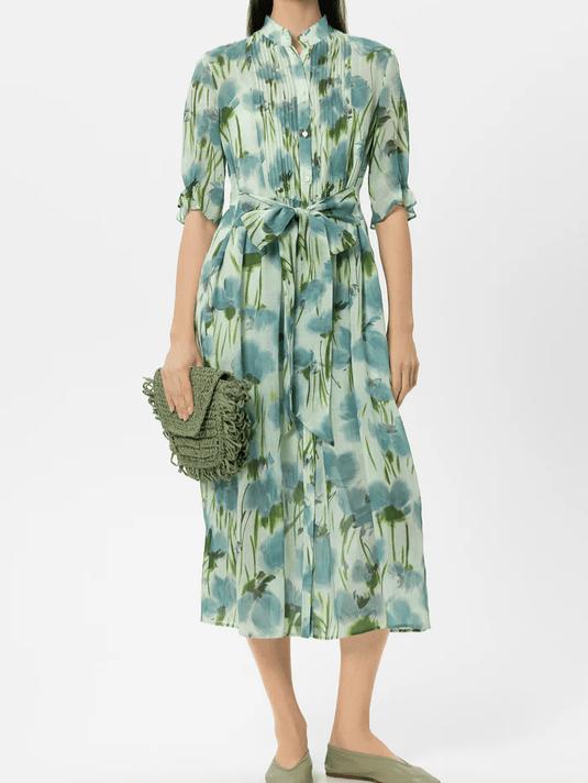 Luisa Cerano Women's Lined Ramie Dress With Flower Print 738661 3833 Col 3243