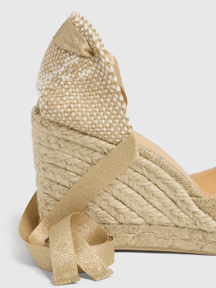 Castaner CARINA 8 Wedge Espadrilles In Light Gold 021767 3004 Izzi of Baslow