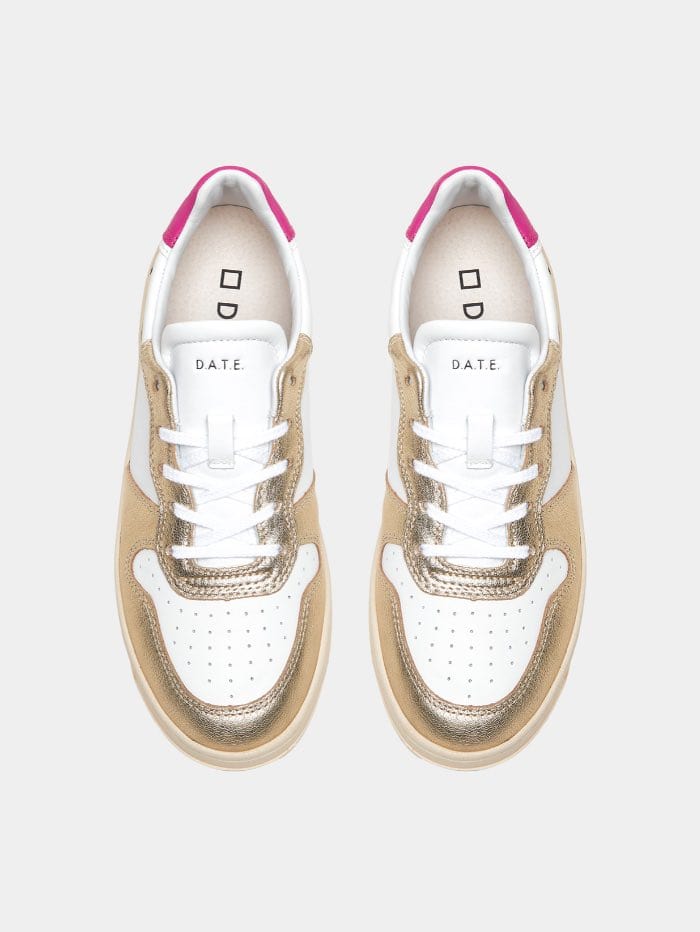 D.A.T.E. Shoes D.A.T.E. Court Laminated White Platinum Trainers W997-CR-LM-WM izzi-of-baslow