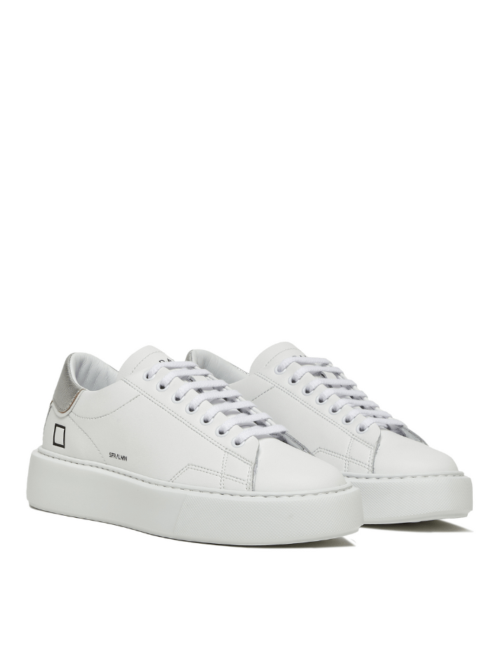 D.A.T.E. Sfera Laminated White Silver Trainers W401-SF-LM-WS izzi-of-baslow