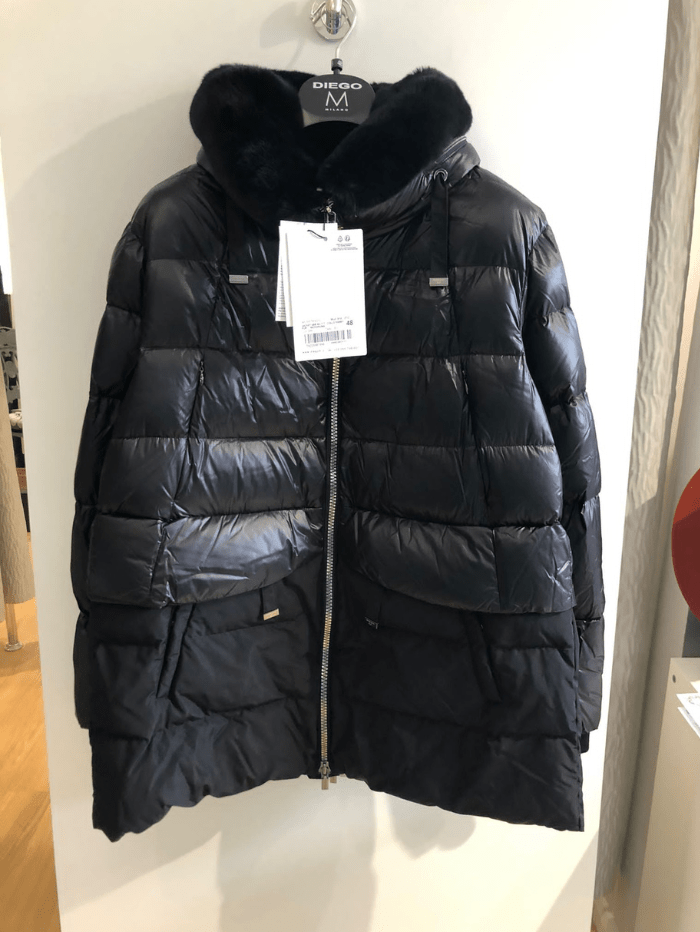 Diego M Milano Coats and Jackets Diego M Milano Black Down Jacket With Fur Trimming 231P T914 OTC Col 999 izzi-of-baslow