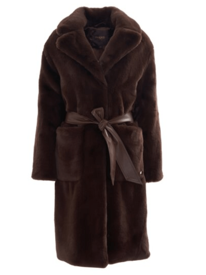 Freed Coats and Jackets Freed Lily Long Faux Fur Coat in Espresso izzi-of-baslow